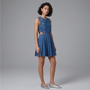 Self-Portrait Cut-Out Crystal Embellished Pleated Mini Dress | Size 8